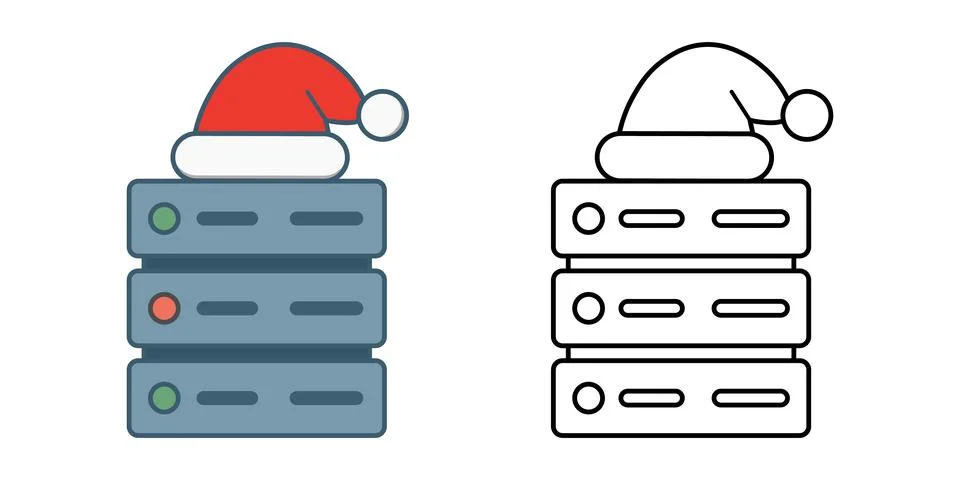 Server stack with Santa hat Illustrazione stock