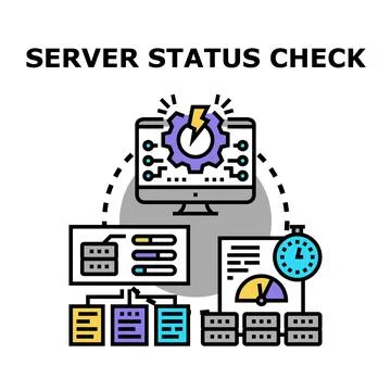 Server status check and network monitoring concept Illustrazione stock