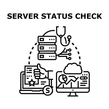 Server status check managing data center performance Stock Illustration