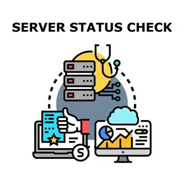 Server status check managing data center performance Stock Illustration