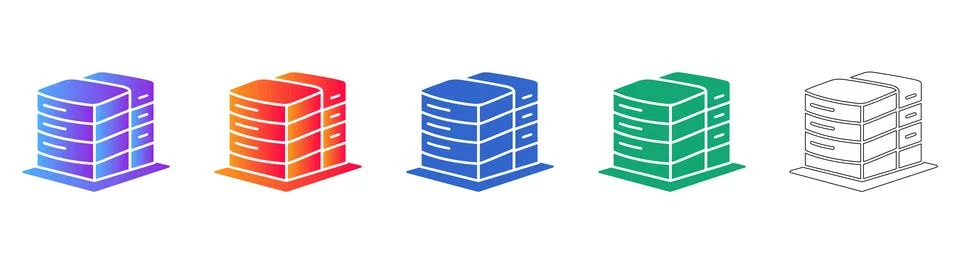 Server Storage and Cloud Hosting Icons Stock Illustration