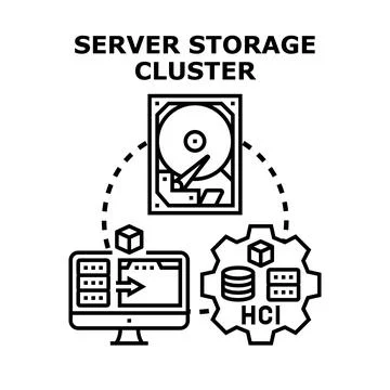 Server storage cluster building information technology infrastructure Illustrazione stock