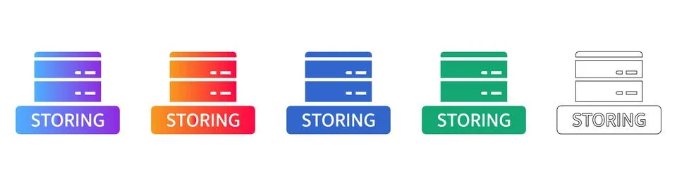 Server Storage Data Icon Set Stock Illustration