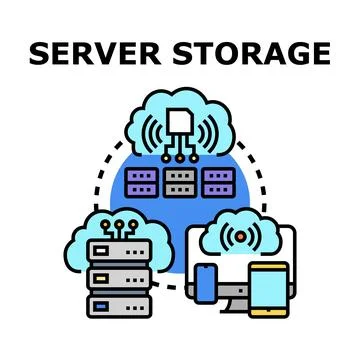 Server storage network managing data connection 스톡 일러스트