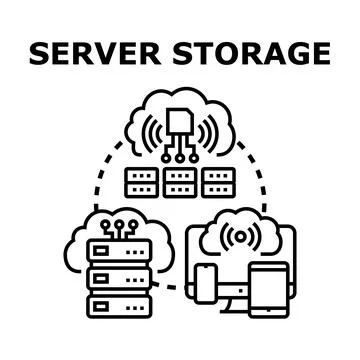 Server storage network managing data connection Stock-Illustration