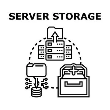 Server storage system managing digital information and archiving data Stock Illustration
