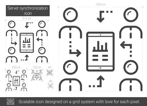 Server synchronization line icon Illustrazione stock