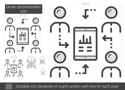 Server synchronization line icon Stock Illustration
