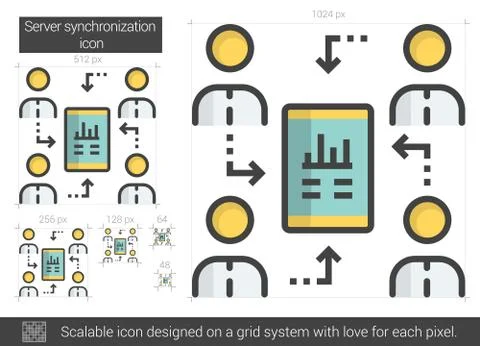 Server synchronization line icon Stock Illustration