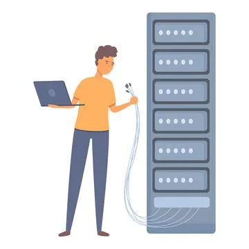 Server system administrator icon cartoon vector. Computer engineer Stock Illustration