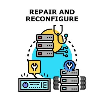 Server system repair and reconfigure operations concept Stock-Illustration