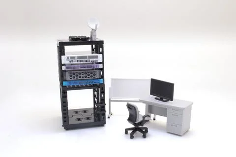 A Server test in room. Servers being tested in room. Foto stock