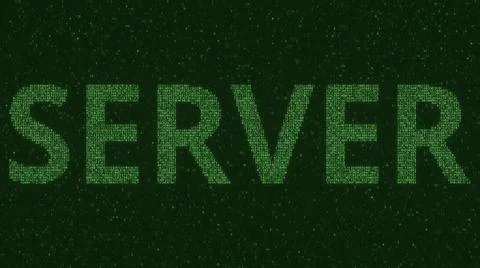 SERVER text consisting of many symbols on computer monitor. 3d rendering Stock Illustration
