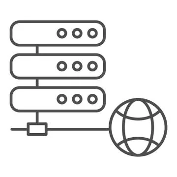 Server thin line icon. Data storage vector illustration isolated on white Illustrazione stock