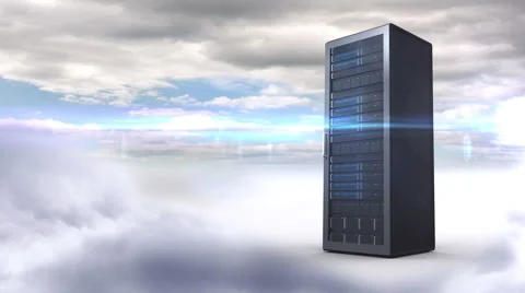 Server tower on cloudy sky background Stock Footage 51801039