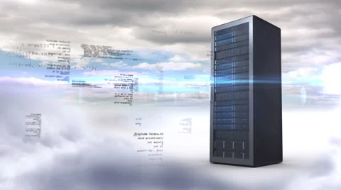 Server tower on cloudy sky background Stock Footage 51801053