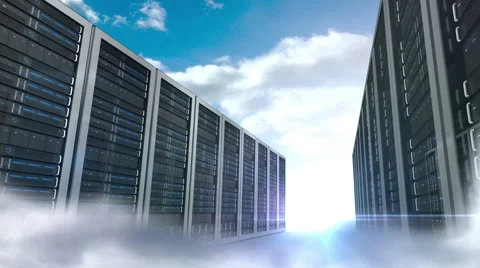 Server tower on cloudy sky background Stock Footage 51801433