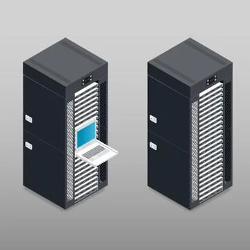 Server tower rack detailed isometric icon Stock Illustration