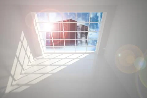 Server tower seen through window Stock Illustration