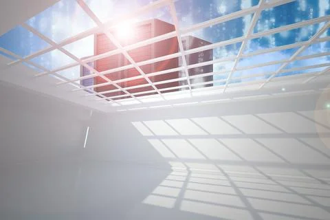Server tower seen through window Stock Illustration