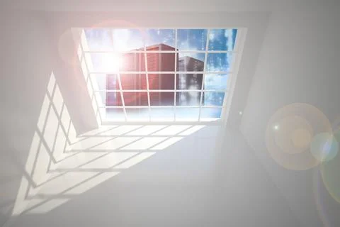 Server tower seen through window Stock Illustration