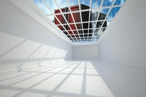 Server tower seen through window Stock Photos