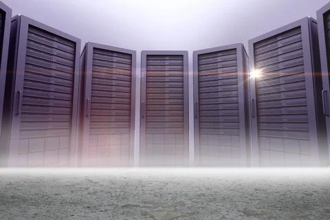 Server towers in desert setting Stock Illustration