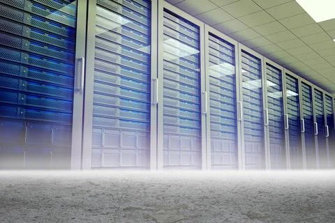Server towers in desert setting Stock Illustration