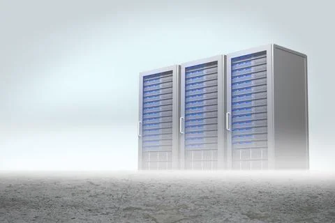 Server towers in desert setting Stock Photos