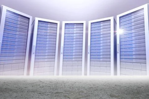 Server towers in desert setting Stock Photos