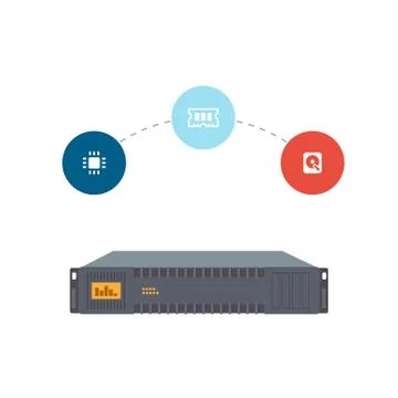 Server Unit with Icons Stock Illustration