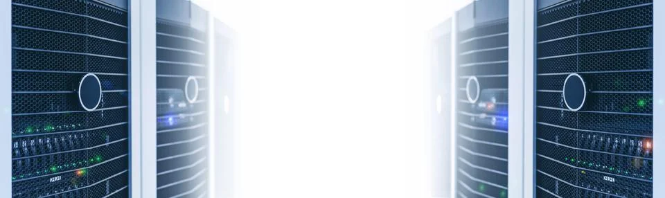 Server units in cloud service data center showing flickering light indicators Photos