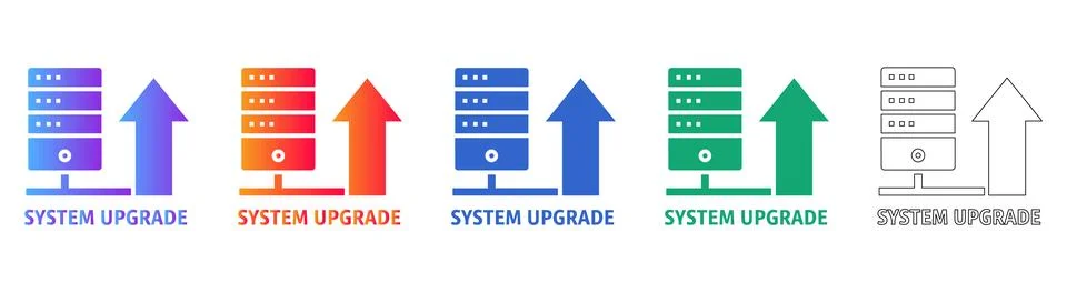 Server Upgrade and Performance Icons Stock Illustration