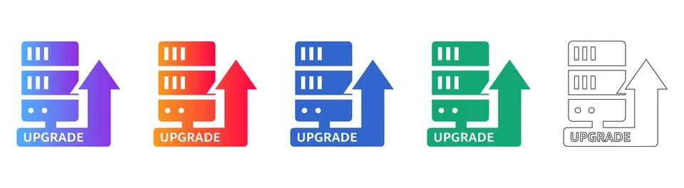 Server Upgrade Infrastructure Icons Stock Illustration