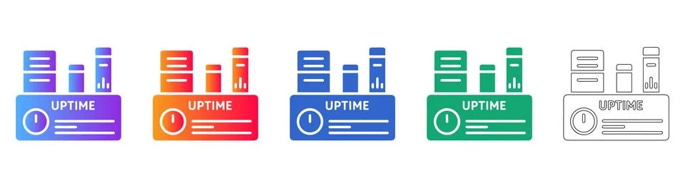 Server Uptime Status Icon Set Illustrazione stock