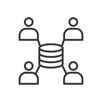 Server users, icon in line design. Server, users, network, access, data, system イラスト素材