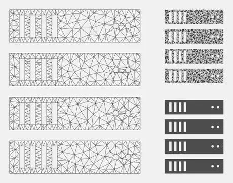 Server Vector Mesh 2D Model and Triangle Mosaic Icon Illustrazione stock