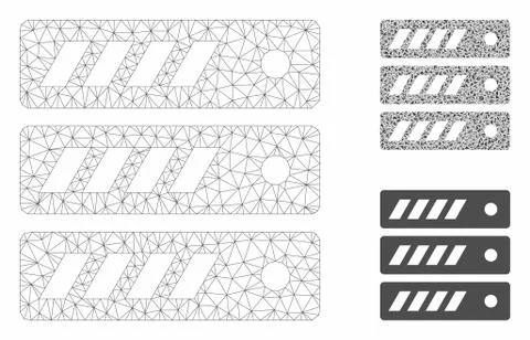 Server Vector Mesh Network Model and Triangle Mosaic Icon 스톡 일러스트