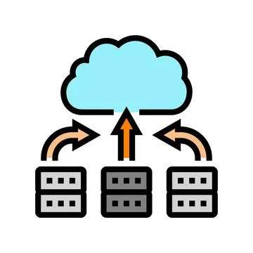 Server virtualization data center color icon vector illustration Stock Illustration