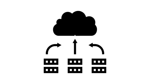 Server virtualization data center glyph icon animation Stock Footage 326145603