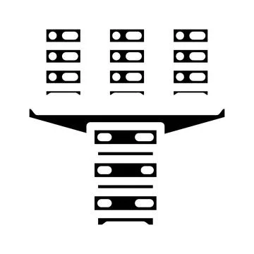 Server virtualization data center glyph icon vector illustration Stock Illustration