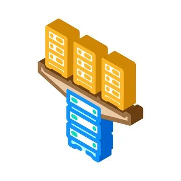 Server virtualization data center isometric icon vector illustration Stock Illustration
