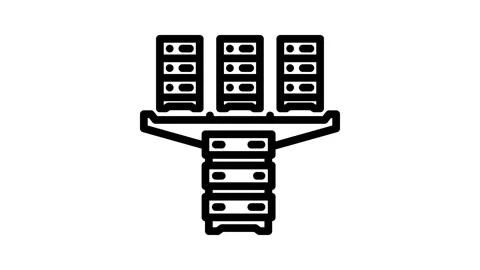 Server virtualization data center line icon animation Stock Footage 326750821
