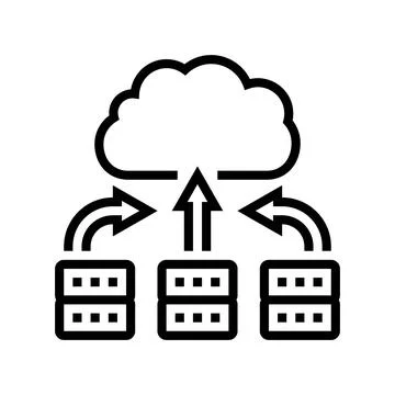 Server virtualization data center line icon vector illustration Stock Illustration