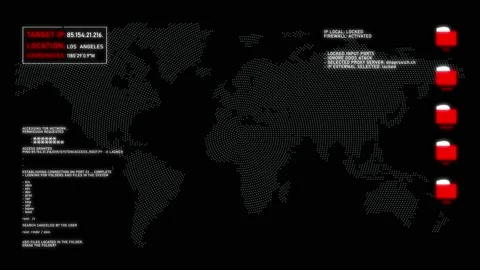 Server virus attack and hacking. Programming code running over computer screen Stock Footage 152584747