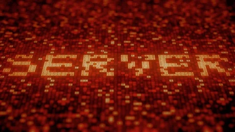 SERVER word being made with flashing hexadecimal symbols on a red screen Video stock 111061094