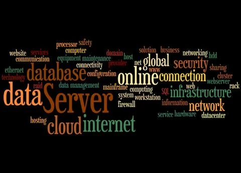 Server, word cloud concept 库存插图