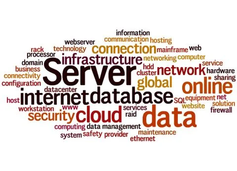 Server, word cloud concept Stock Illustration