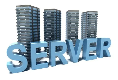 Server word in front of grey Servers Stock Illustration