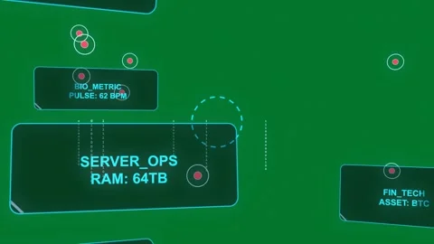 SERVER_OPS RAM:64TB receiving red nodes as cyan marker appearing, scanning RAM Stock Footage 329503341